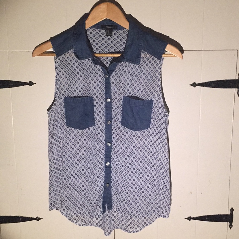Sleeveless Button Down